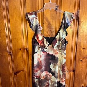 Express Floral Midi Dress - Black and Cream